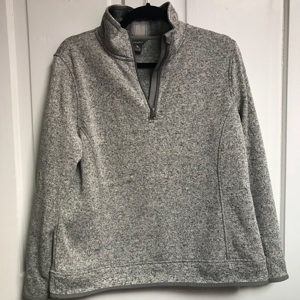 Eddie Bauer Half Zip Fleece Petite Large Gray